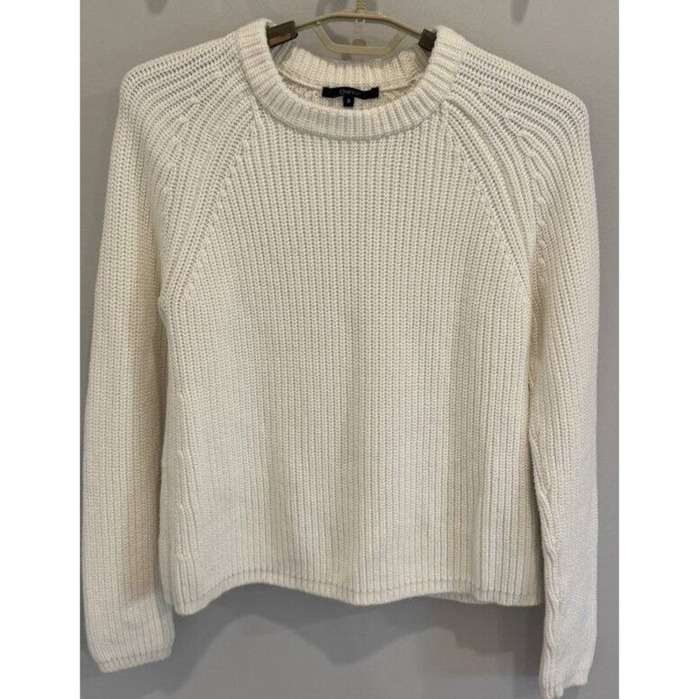 Quince Organic Cotton Fisherman Crew Sweater Womens Ivory Size S